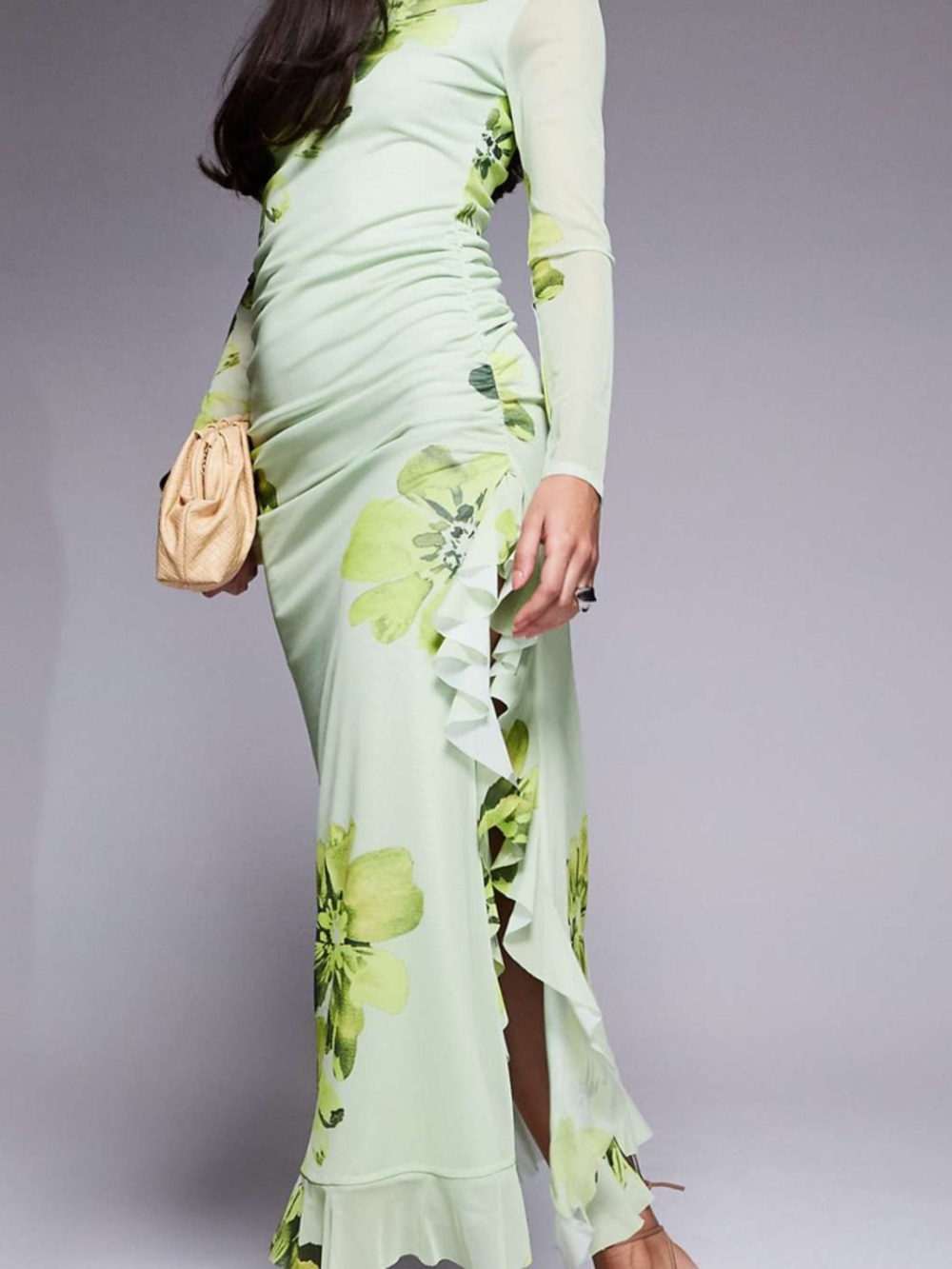 ASOS Light Green Floral Midi Dress